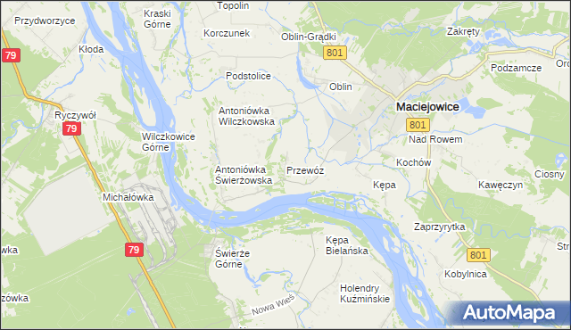 mapa Przewóz gmina Maciejowice, Przewóz gmina Maciejowice na mapie Targeo