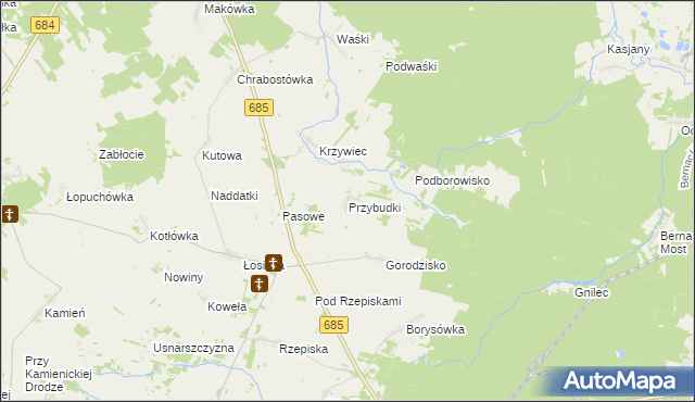 mapa Przybudki, Przybudki na mapie Targeo