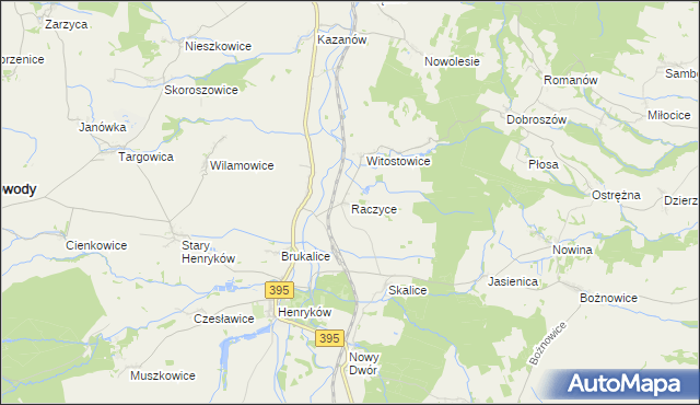 mapa Raczyce gmina Ziębice, Raczyce gmina Ziębice na mapie Targeo