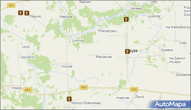 mapa Rakowicze gmina Czyże, Rakowicze gmina Czyże na mapie Targeo