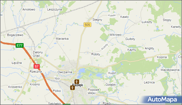 mapa Robity gmina Pasłęk, Robity gmina Pasłęk na mapie Targeo