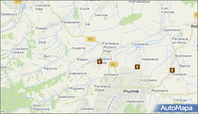 mapa Rozbórz Długi, Rozbórz Długi na mapie Targeo