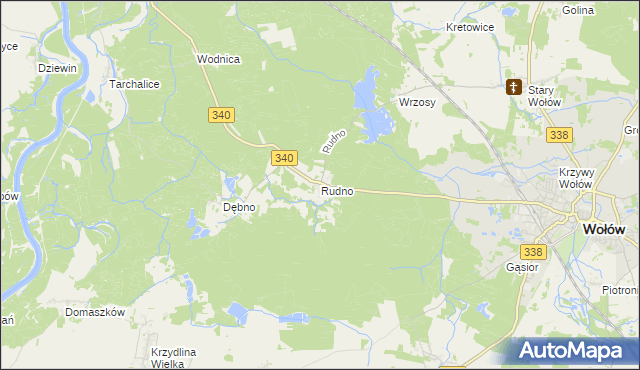 mapa Rudno gmina Wołów, Rudno gmina Wołów na mapie Targeo