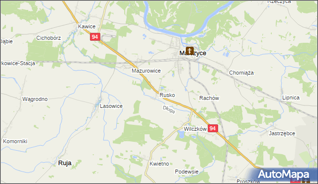 mapa Rusko gmina Malczyce, Rusko gmina Malczyce na mapie Targeo