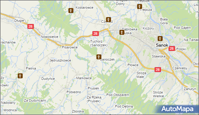 mapa Sanoczek, Sanoczek na mapie Targeo