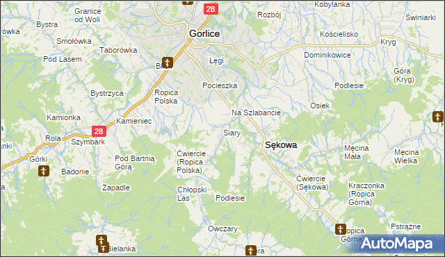 mapa Siary, Siary na mapie Targeo