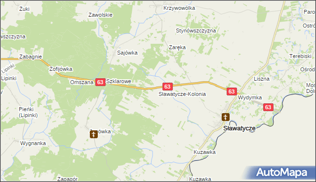 mapa Sławatycze-Kolonia, Sławatycze-Kolonia na mapie Targeo