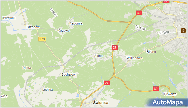 mapa Słone gmina Świdnica, Słone gmina Świdnica na mapie Targeo