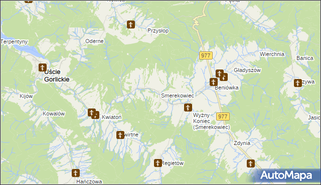 mapa Smerekowiec, Smerekowiec na mapie Targeo