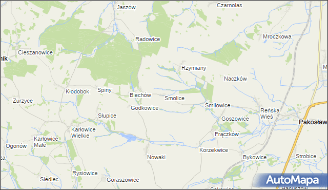 mapa Smolice gmina Pakosławice, Smolice gmina Pakosławice na mapie Targeo