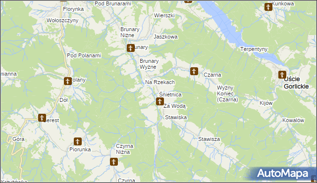 mapa Śnietnica, Śnietnica na mapie Targeo