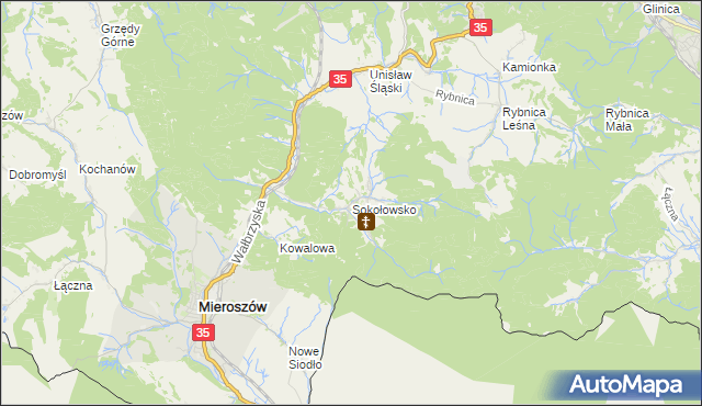 mapa Sokołowsko, Sokołowsko na mapie Targeo