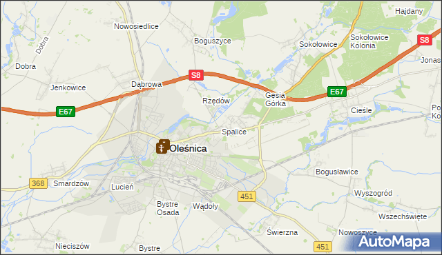 mapa Spalice, Spalice na mapie Targeo