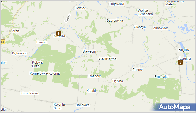 mapa Stanisławka gmina Sitno, Stanisławka gmina Sitno na mapie Targeo