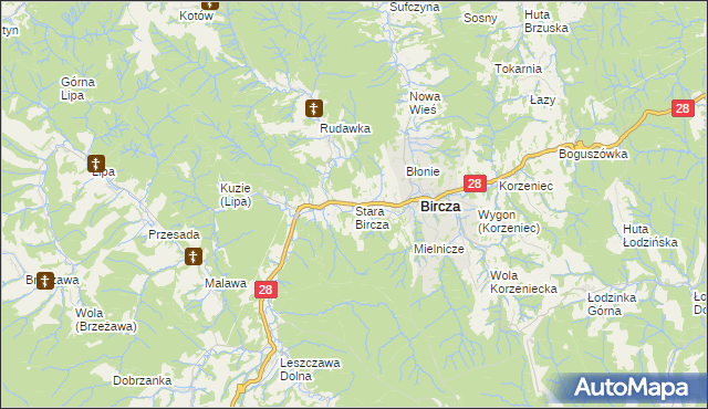 mapa Stara Bircza, Stara Bircza na mapie Targeo