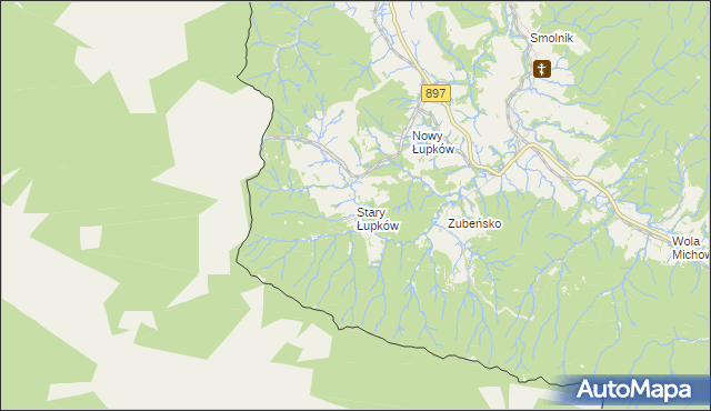 mapa Stary Łupków, Stary Łupków na mapie Targeo