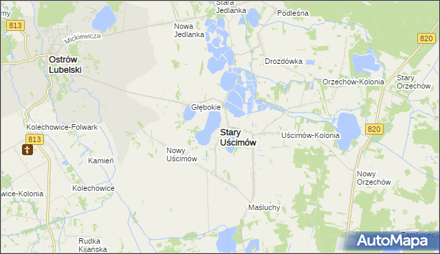 mapa Stary Uścimów, Stary Uścimów na mapie Targeo