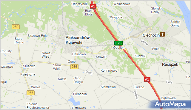 mapa Stawki gmina Aleksandrów Kujawski, Stawki gmina Aleksandrów Kujawski na mapie Targeo