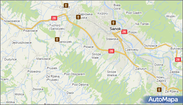 mapa Stróże Małe, Stróże Małe na mapie Targeo