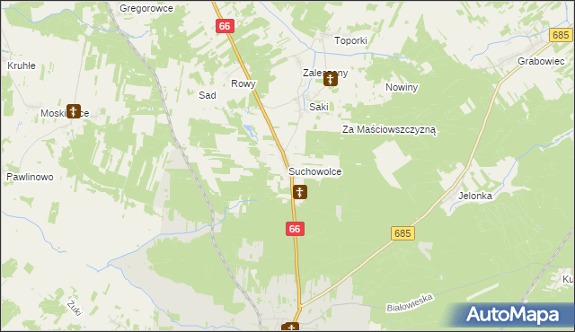 mapa Suchowolce, Suchowolce na mapie Targeo