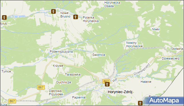 mapa Świdnica gmina Horyniec-Zdrój, Świdnica gmina Horyniec-Zdrój na mapie Targeo