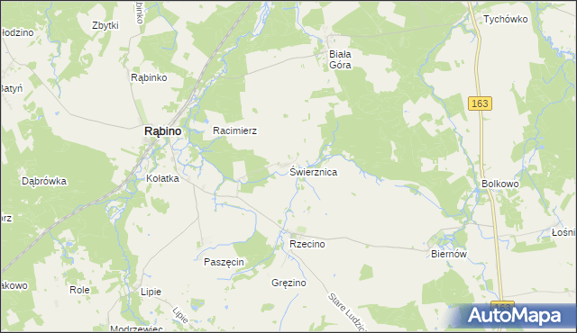 mapa Świerznica gmina Rąbino, Świerznica gmina Rąbino na mapie Targeo