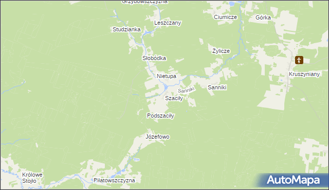 mapa Szaciły gmina Krynki, Szaciły gmina Krynki na mapie Targeo