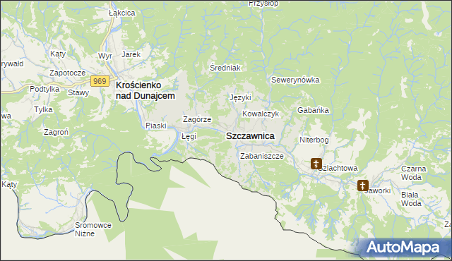 mapa Szczawnica, Szczawnica na mapie Targeo