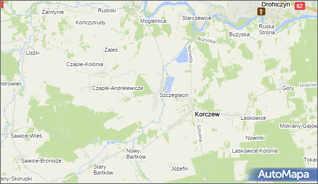 mapa Szczeglacin, Szczeglacin na mapie Targeo