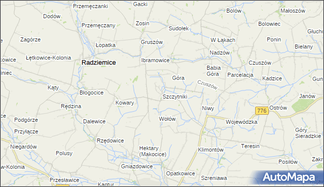 mapa Szczytniki gmina Proszowice, Szczytniki gmina Proszowice na mapie Targeo