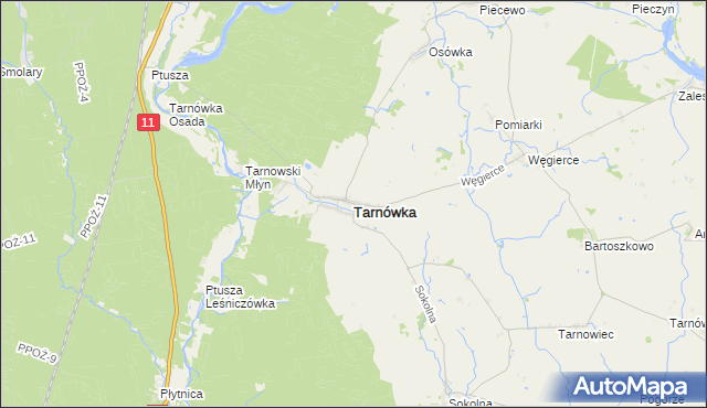 mapa Tarnówka powiat złotowski, Tarnówka powiat złotowski na mapie Targeo