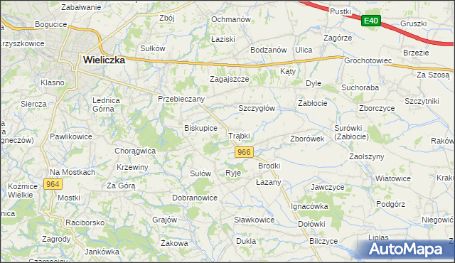 mapa Trąbki gmina Biskupice, Trąbki gmina Biskupice na mapie Targeo