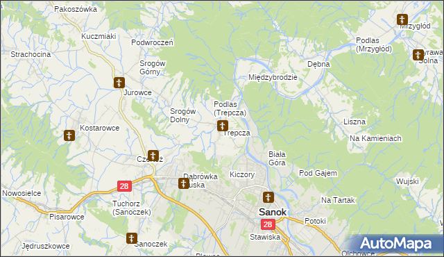 mapa Trepcza, Trepcza na mapie Targeo