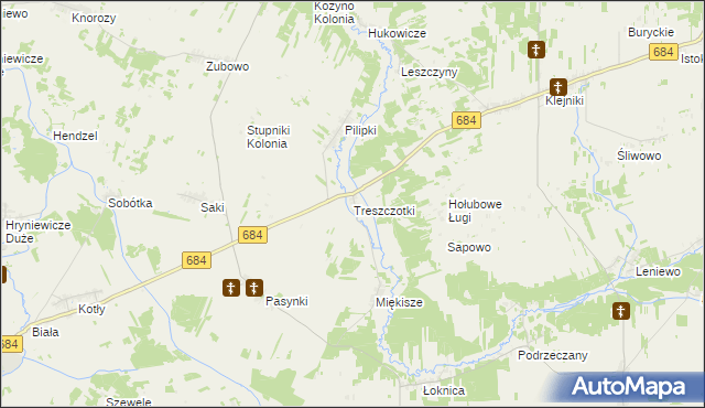 mapa Treszczotki, Treszczotki na mapie Targeo