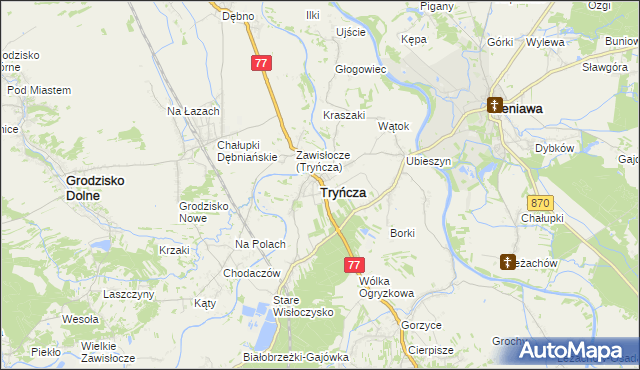 mapa Tryńcza, Tryńcza na mapie Targeo