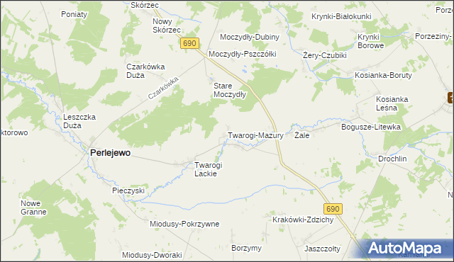 mapa Twarogi-Mazury, Twarogi-Mazury na mapie Targeo