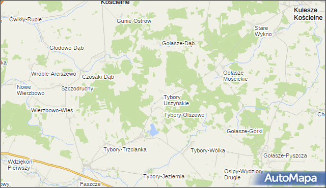 mapa Tybory Uszyńskie, Tybory Uszyńskie na mapie Targeo
