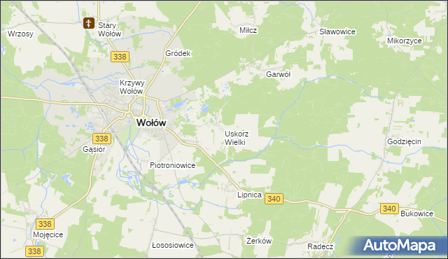 mapa Uskorz Wielki, Uskorz Wielki na mapie Targeo