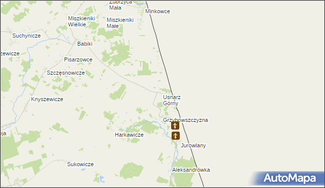 mapa Usnarz Górny, Usnarz Górny na mapie Targeo