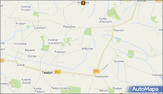 mapa Wasylów gmina Telatyn, Wasylów gmina Telatyn na mapie Targeo