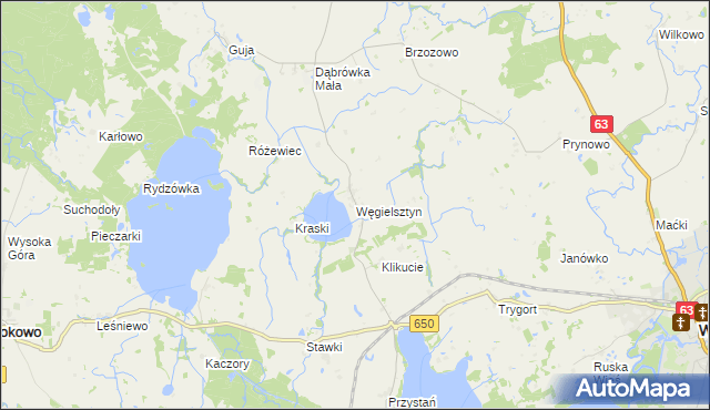mapa Węgielsztyn, Węgielsztyn na mapie Targeo