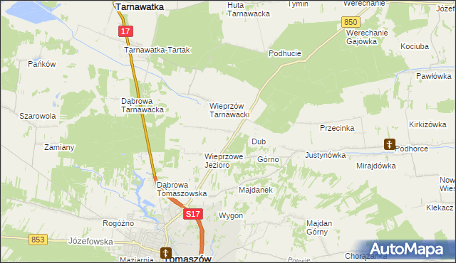 mapa Wieprzów Ordynacki, Wieprzów Ordynacki na mapie Targeo