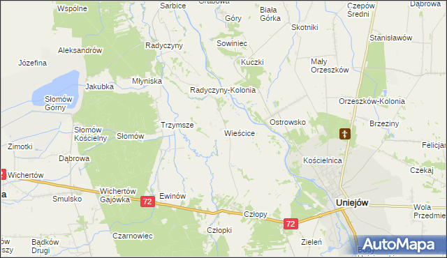 mapa Wieścice, Wieścice na mapie Targeo