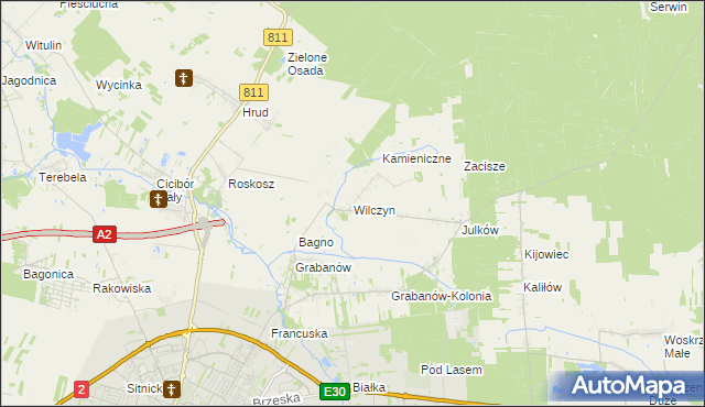 mapa Wilczyn gmina Biała Podlaska, Wilczyn gmina Biała Podlaska na mapie Targeo