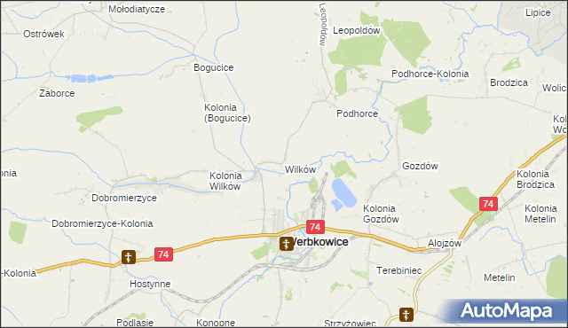 mapa Wilków gmina Werbkowice, Wilków gmina Werbkowice na mapie Targeo