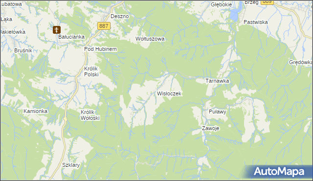 mapa Wisłoczek, Wisłoczek na mapie Targeo