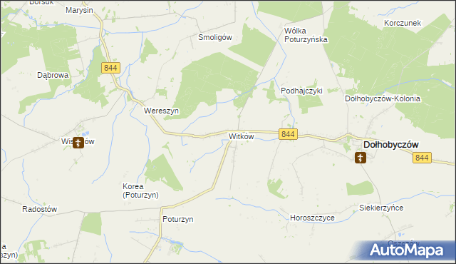 mapa Witków gmina Dołhobyczów, Witków gmina Dołhobyczów na mapie Targeo