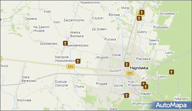 mapa Wygoda gmina Hajnówka, Wygoda gmina Hajnówka na mapie Targeo