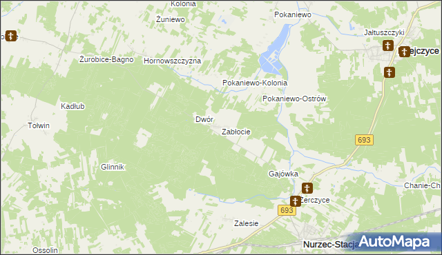 mapa Zabłocie gmina Nurzec-Stacja, Zabłocie gmina Nurzec-Stacja na mapie Targeo