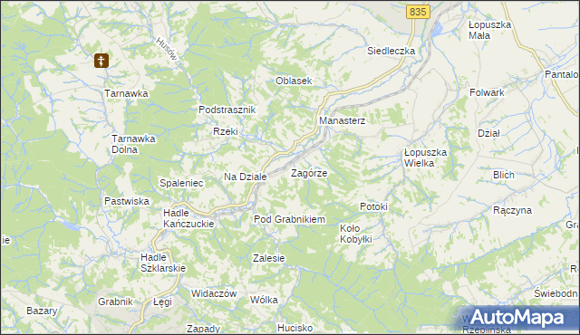 mapa Zagórze gmina Jawornik Polski, Zagórze gmina Jawornik Polski na mapie Targeo